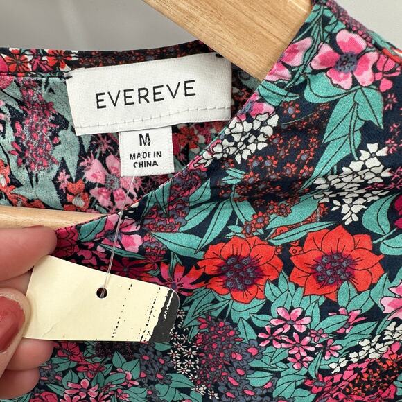 EVEREVE NWT Sutton Cotton Tie Waist Long Sleeve Floral Dress // M - Picture 9 of 16